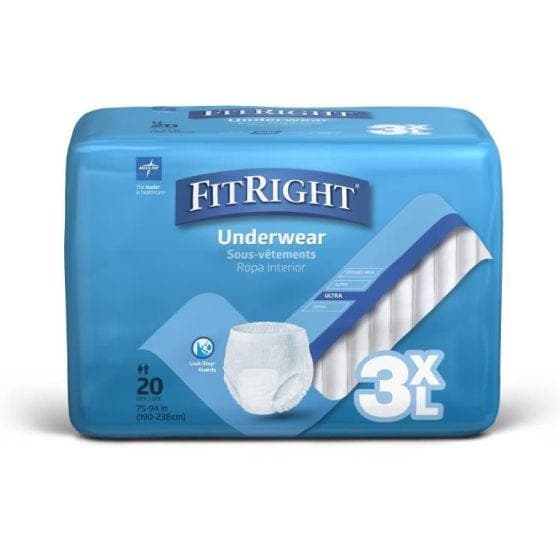 FitRight Ultra Adult Incontinence Underwear, 3XLarge - Bag of 20 - Image 1
