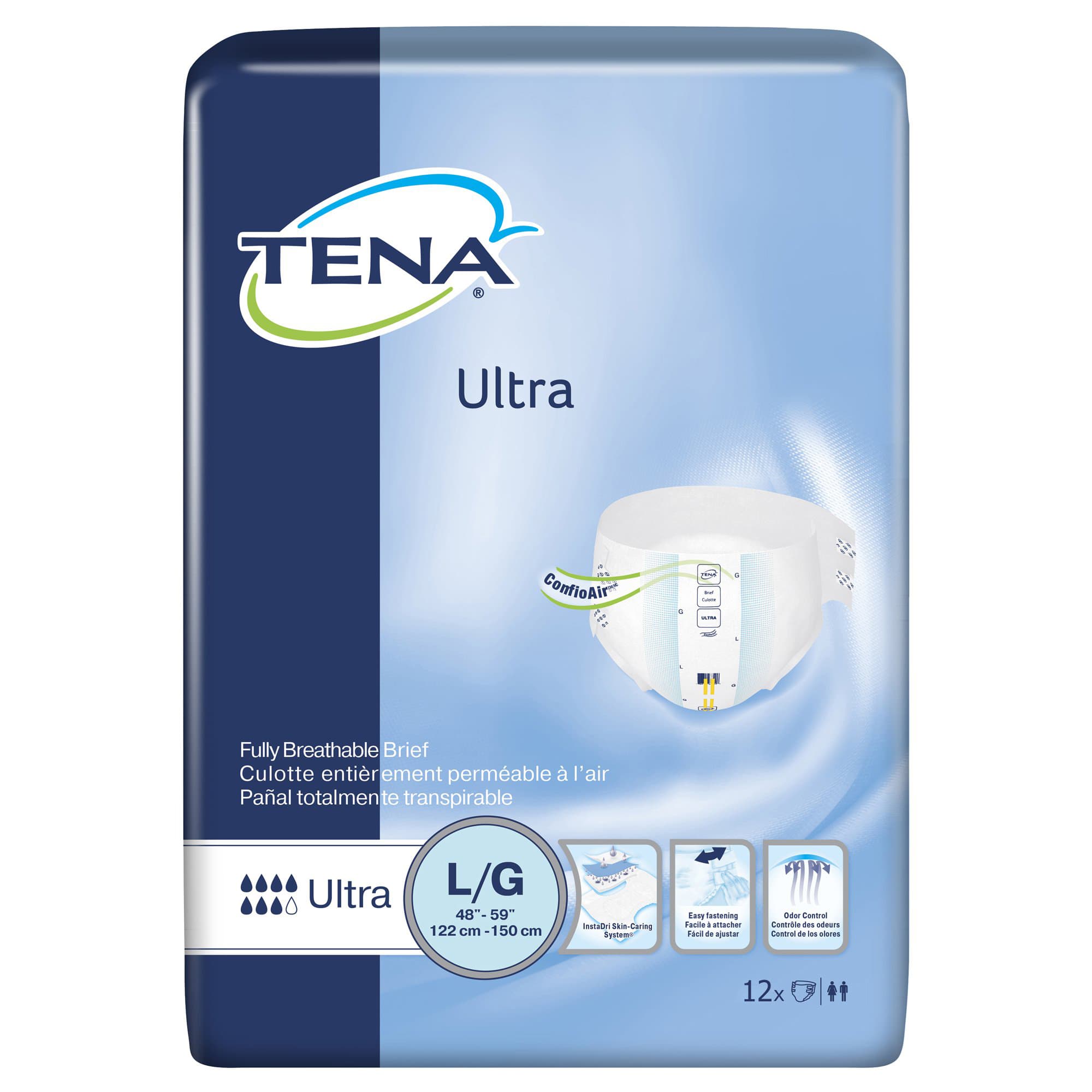 TENA Ultra Heavy Absorbency Blue Adult Incontinence Brief, Large - Package of 12 - Image 1