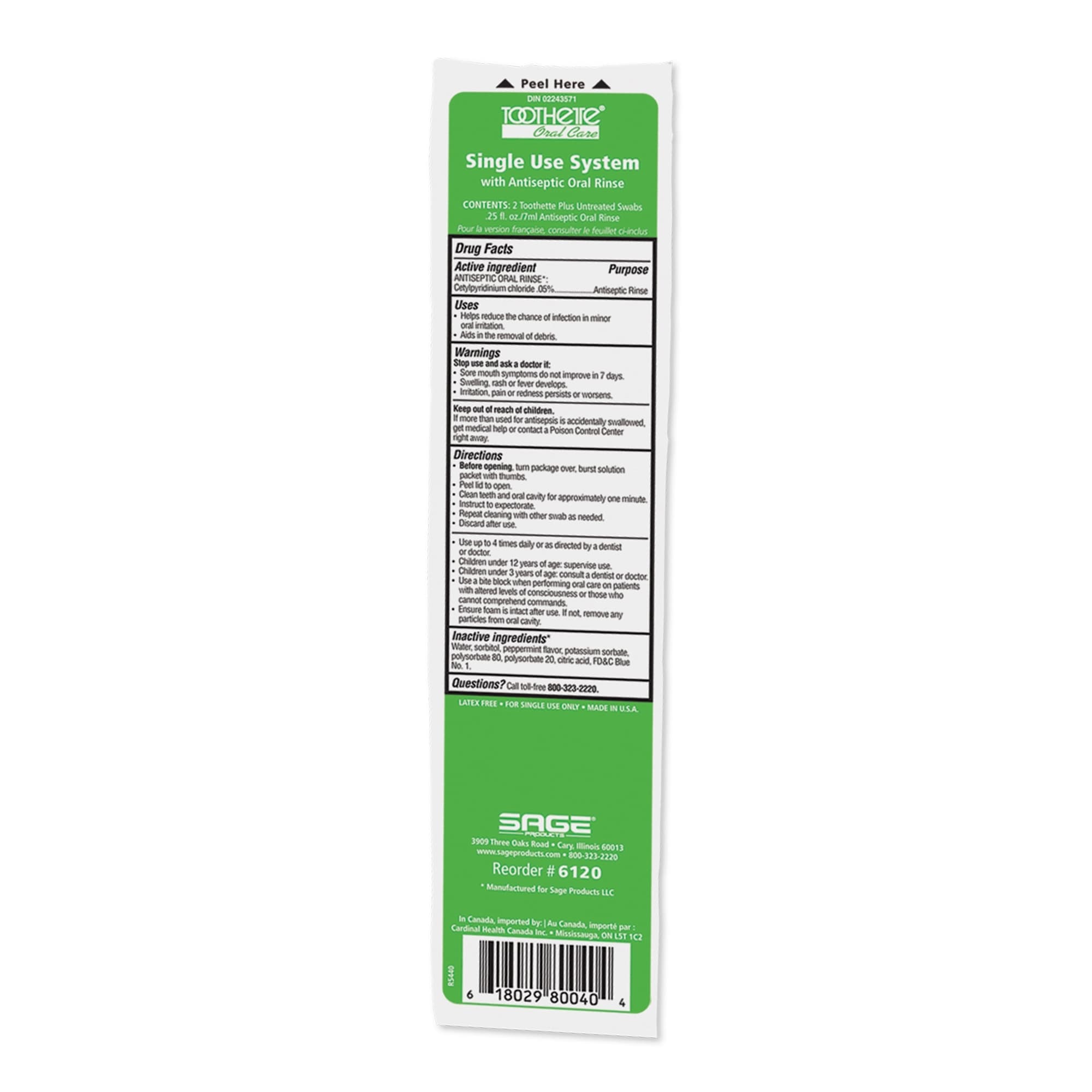 Sage Toothette Single Use System with Antiseptic Oral Rinse - Image 2