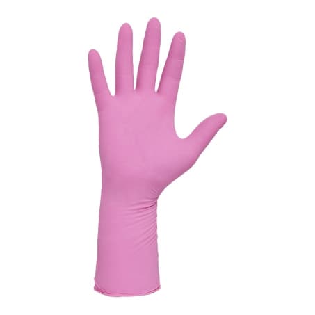 PINK UNDERGUARD Exam Glove Pink Beaded Cuff 0.12 mm (4.7 mil), Medium - Case of 1000 - Image 1