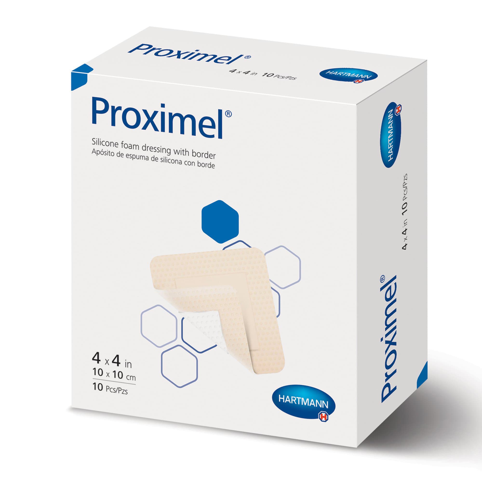 Proximel Silicone Foam Dressing with Border, 4 x 4 Inch - Case of 60 - Image 1