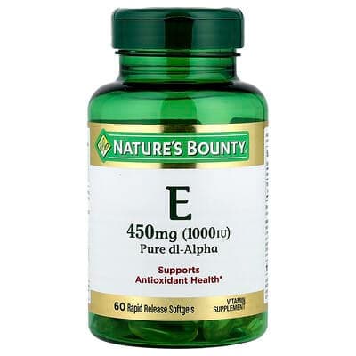 Nature's Bounty, Vitamin E, Pure Dl-Alpha, 450 mg - Bottle of 60 - Image 1
