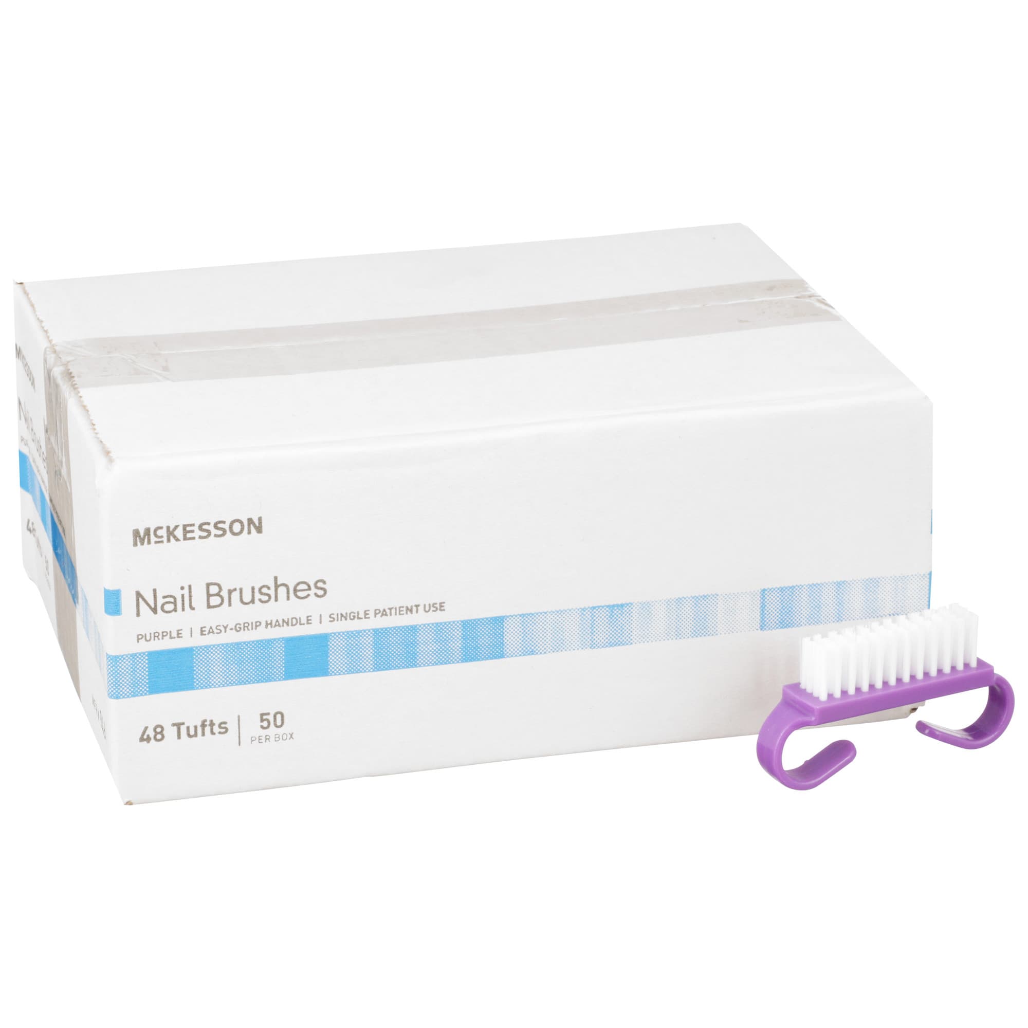 McKesson Nail Brush Soft Bristles Purple Plastic Handle NonSterile, 2-1/2 x 1/2 Inch - Box of 50 - Image 1