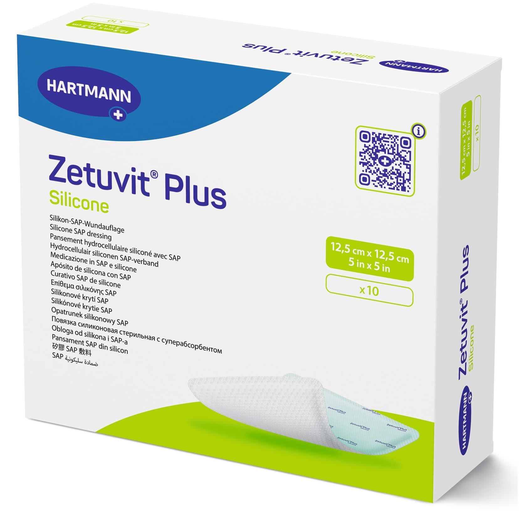 Zetuvit Plus Silicone Non Border Superabsorbent Dressing, 5 x 5 Inch - Box of 10 - Image 1