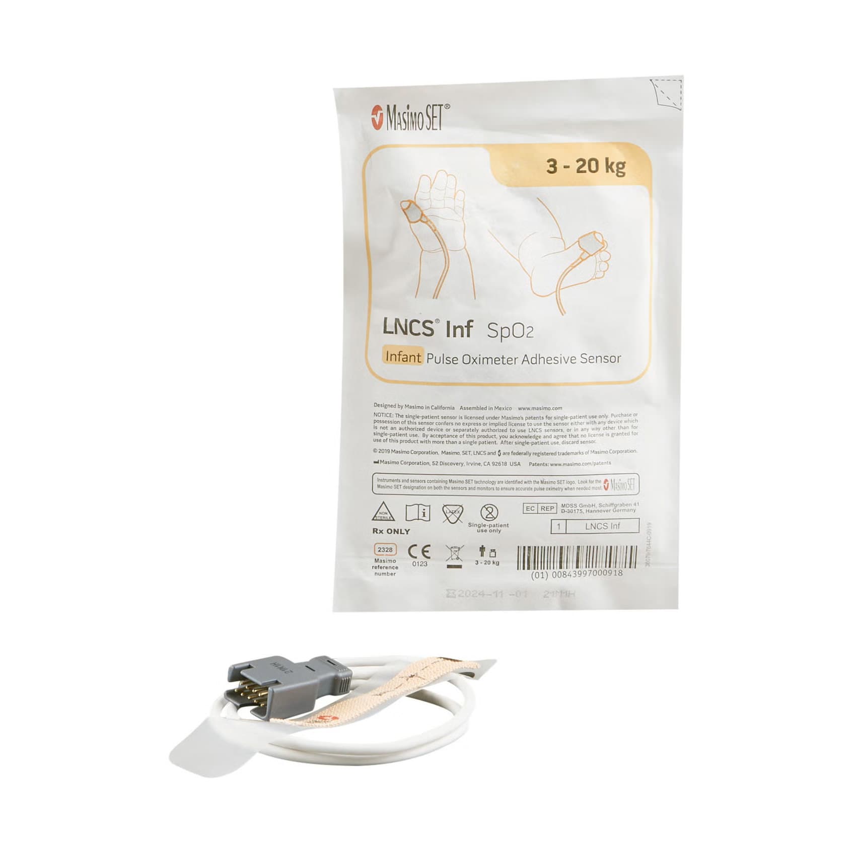 Masimo Lncs SPO2 Sensor Finger, Infant - Each - Image 1