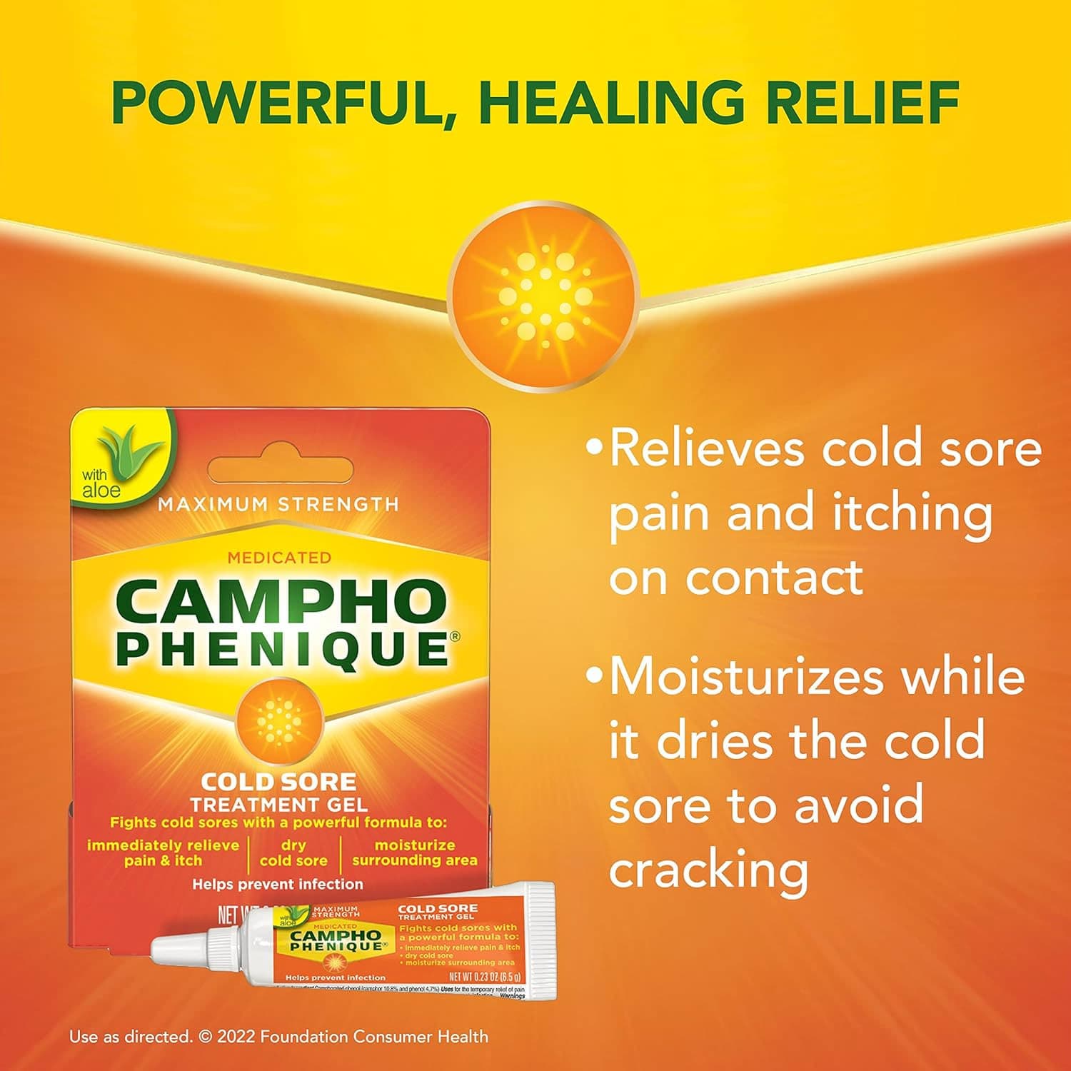 Campho-Phenique Cold Sore Treatment Gel, Maximum Strength, 0.23 oz - Each - Image 2