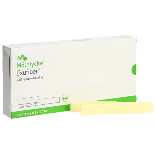 Exufiber Gelling Fiber Dressing, 4/5 x 17-7/10 Inch Rope - Case of 25 - Image 1