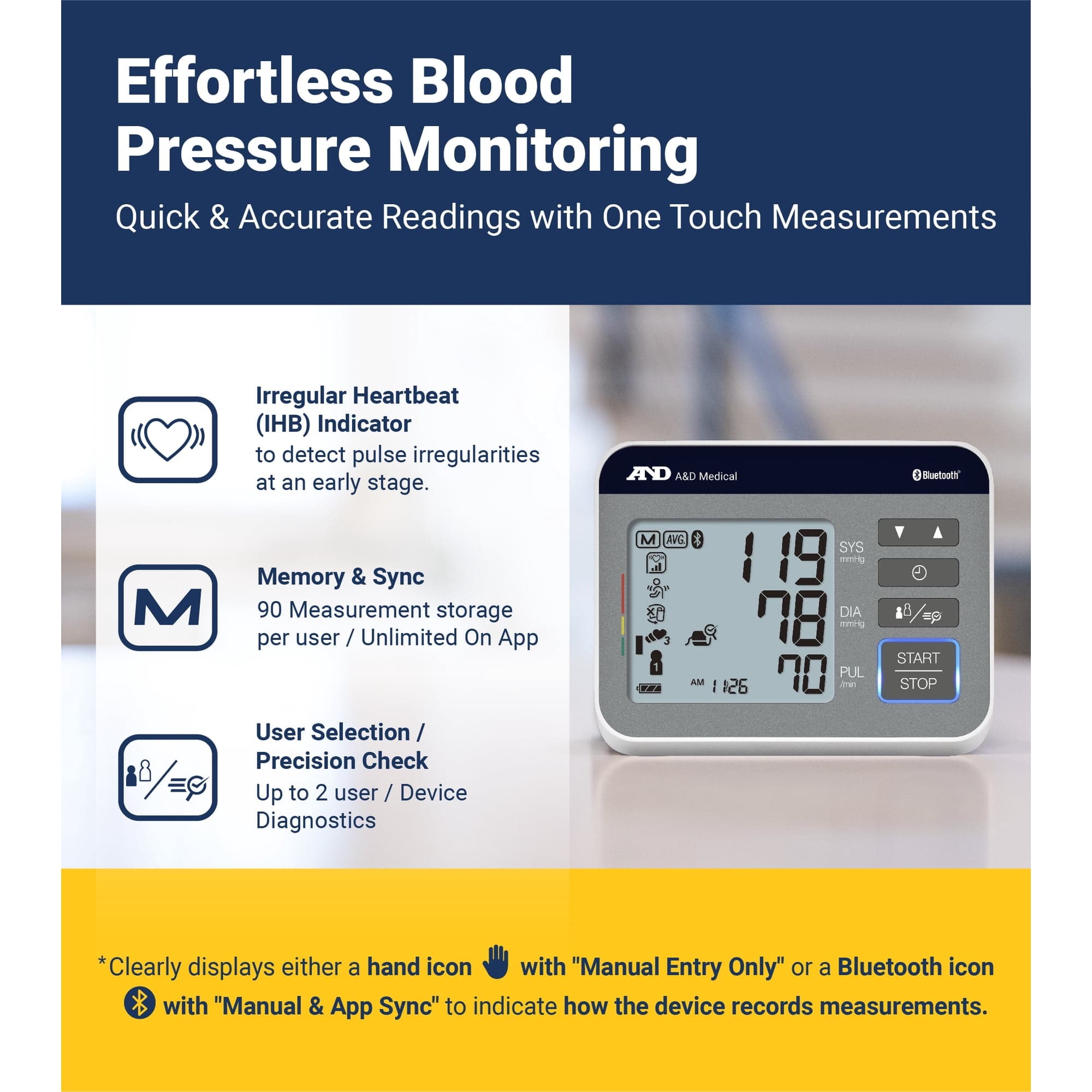 A&D Medical bluetooth Wide Range Upper Arm Blood Pressure Monitor - Image 3