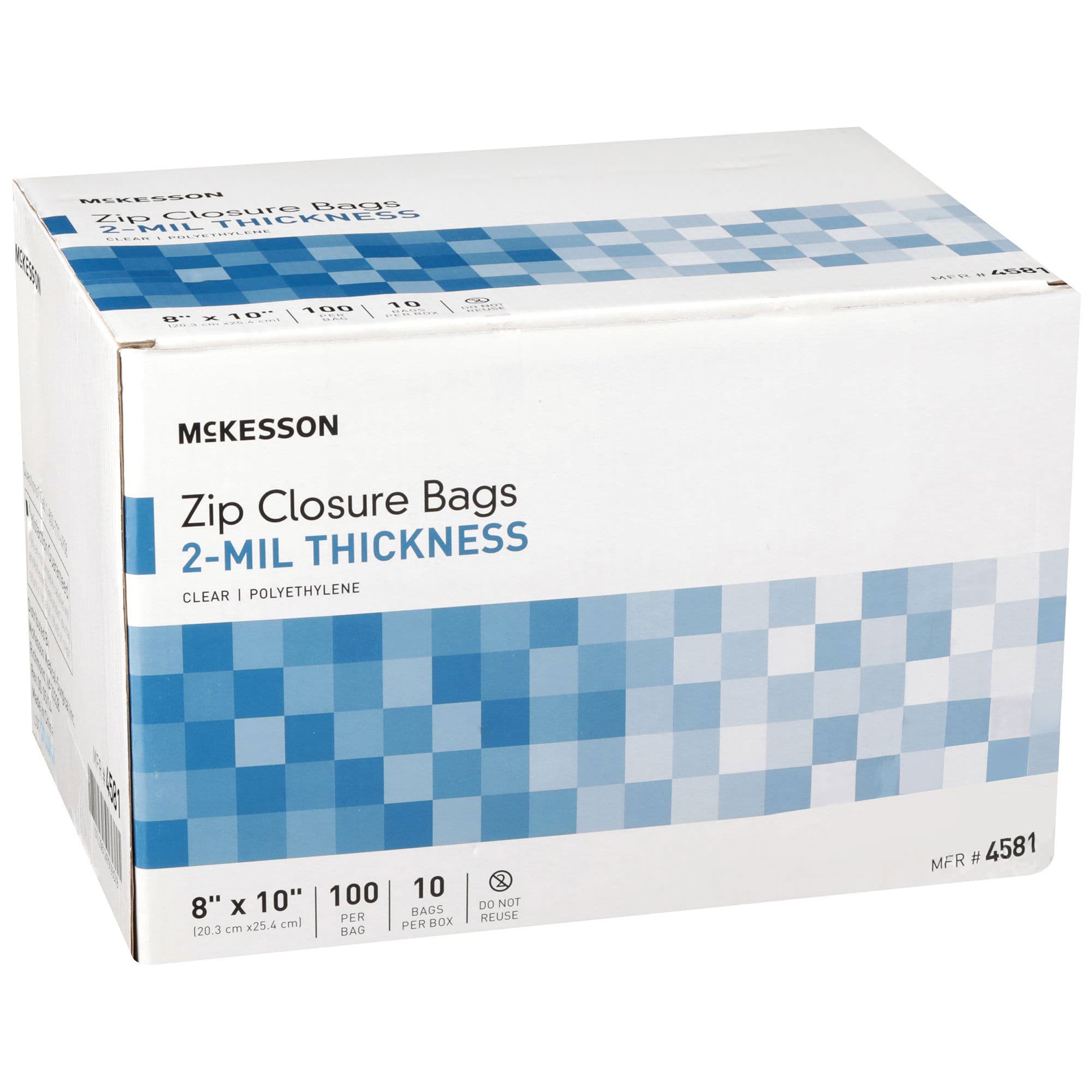 McKesson Reclosable Bag Clear, 8 x 10 Inch, 2 mil - Package of 100 - Image 1