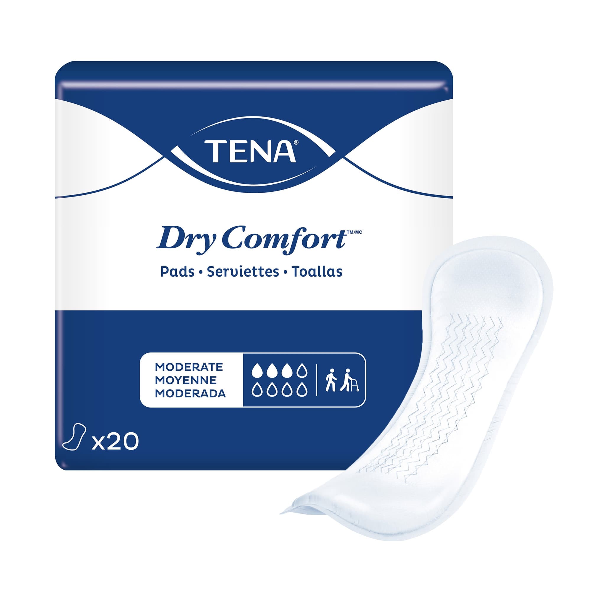 Tena Dry Comfort Pads, Moderate Absorbency, Regular - Case of 120 - Image 1