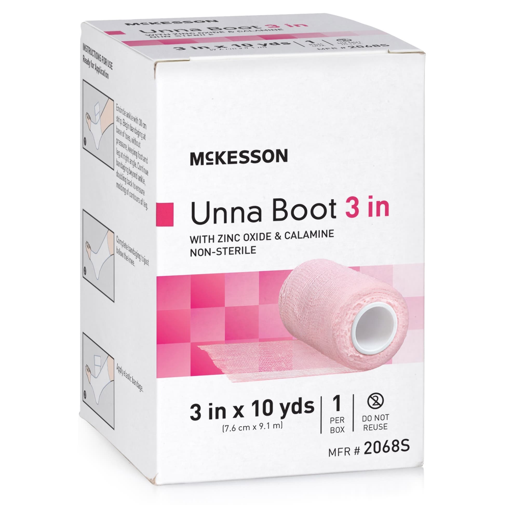 McKesson Non-Sterile Cotton Unna Boot With Calamine, 3 Inch x 10 Yard - Image 1