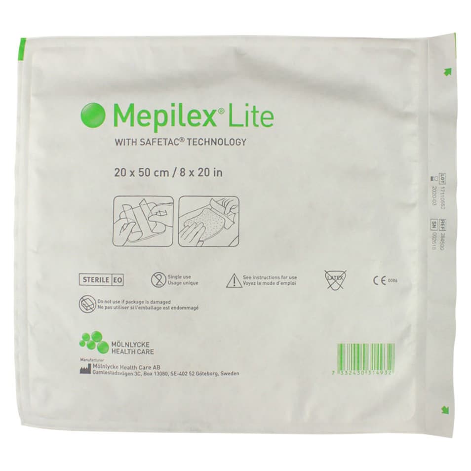 Mepilex Lite Thin Foam Dressing, 8 x 20 Inch - Each - Image 1