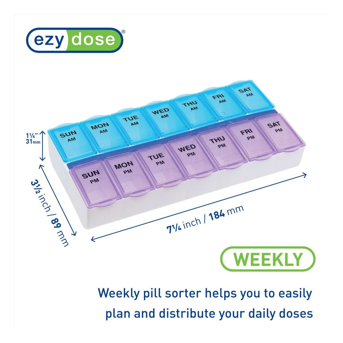 Apothecary Ezy Dose Weekly AM-PM Pill Planner with Removable Lid - Image 2