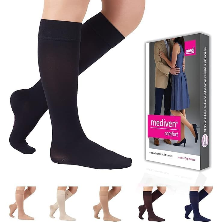 Mediven Sheer & Soft Petite Closed Toe Calf High Compression Stockings - Image 1