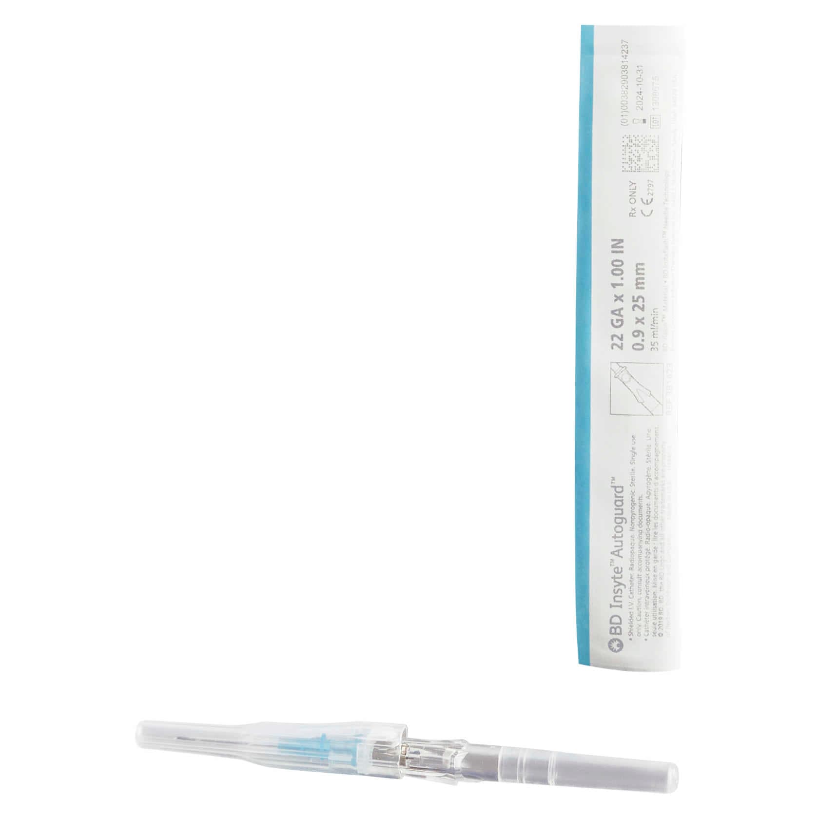 BD Insyte Autoguard Vialon Shielded Peripheral IV Catheter, 22 Gauge, 1 Inch - Each - Image 1