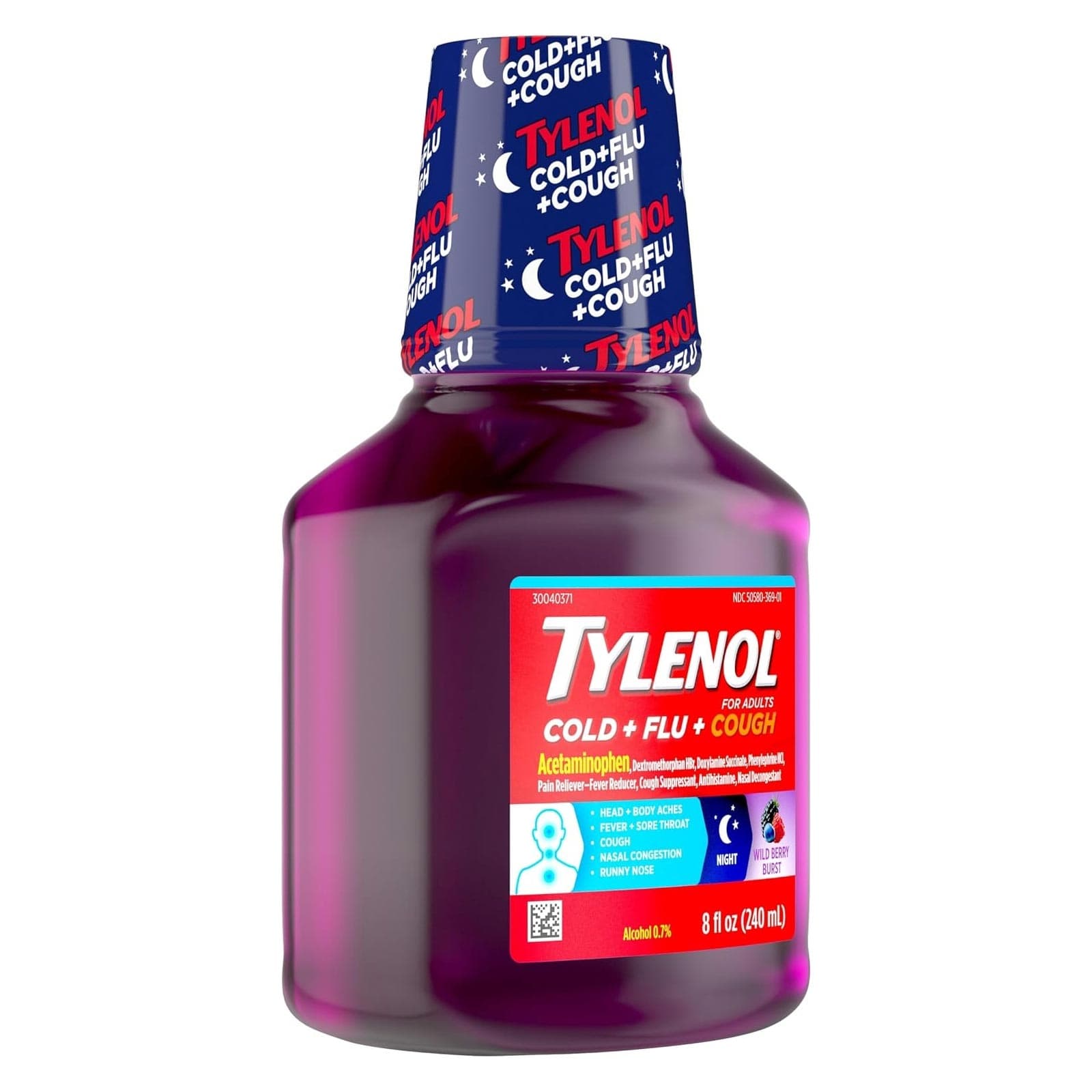 Johnson & Johnson Night Pain Relief Liquid, Wild Berry, 8 oz - Image 2