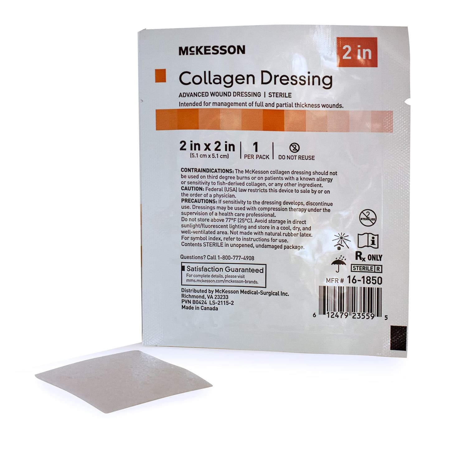 McKesson Collagen Dressing White Square Sterile, 2 x 2 Inch - Each - Image 1