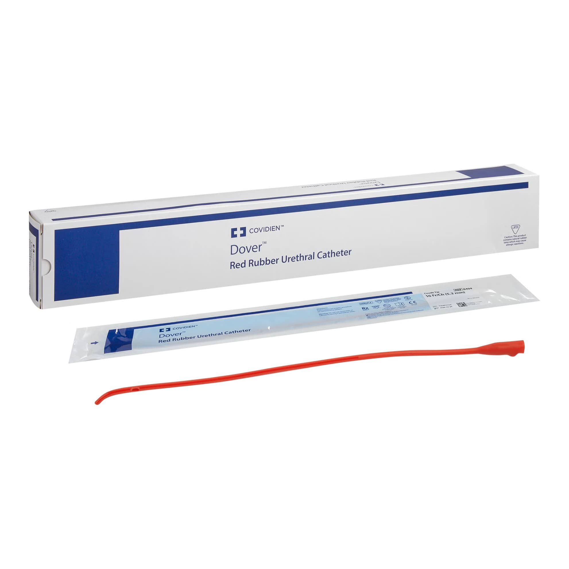Dover Hydrophilic Red Rubber Urethral Catheter, 16 Fr, 16 Inch - Case of 120 - Image 1