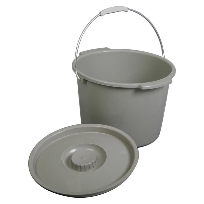 Medline Commode Bucket with Lid and Metal Handle - Image 1