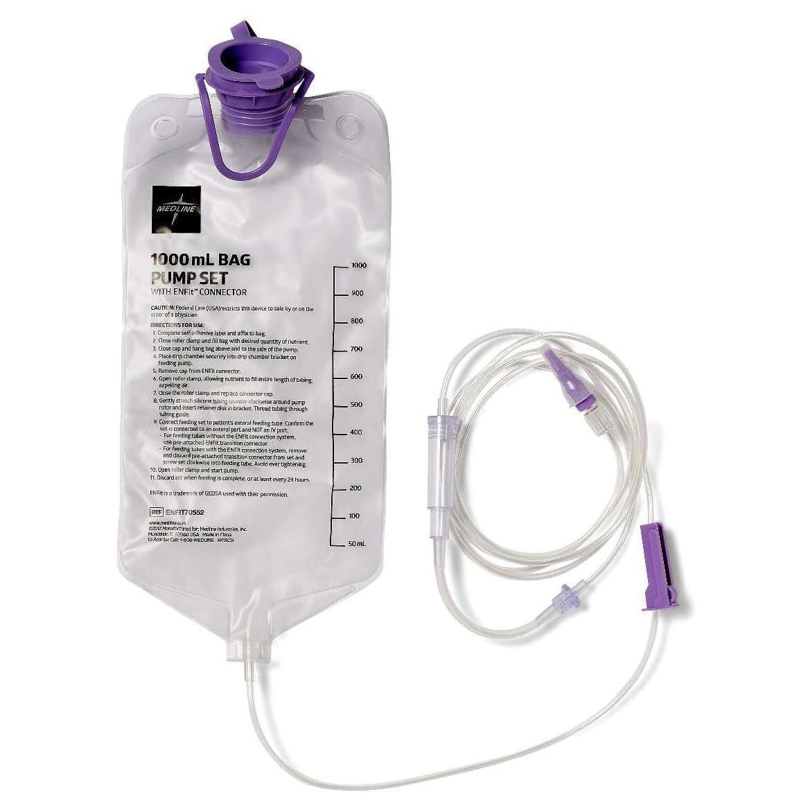 Medline EntraFlo Enteral Feeding Pump Bag Set with ENFit Connector