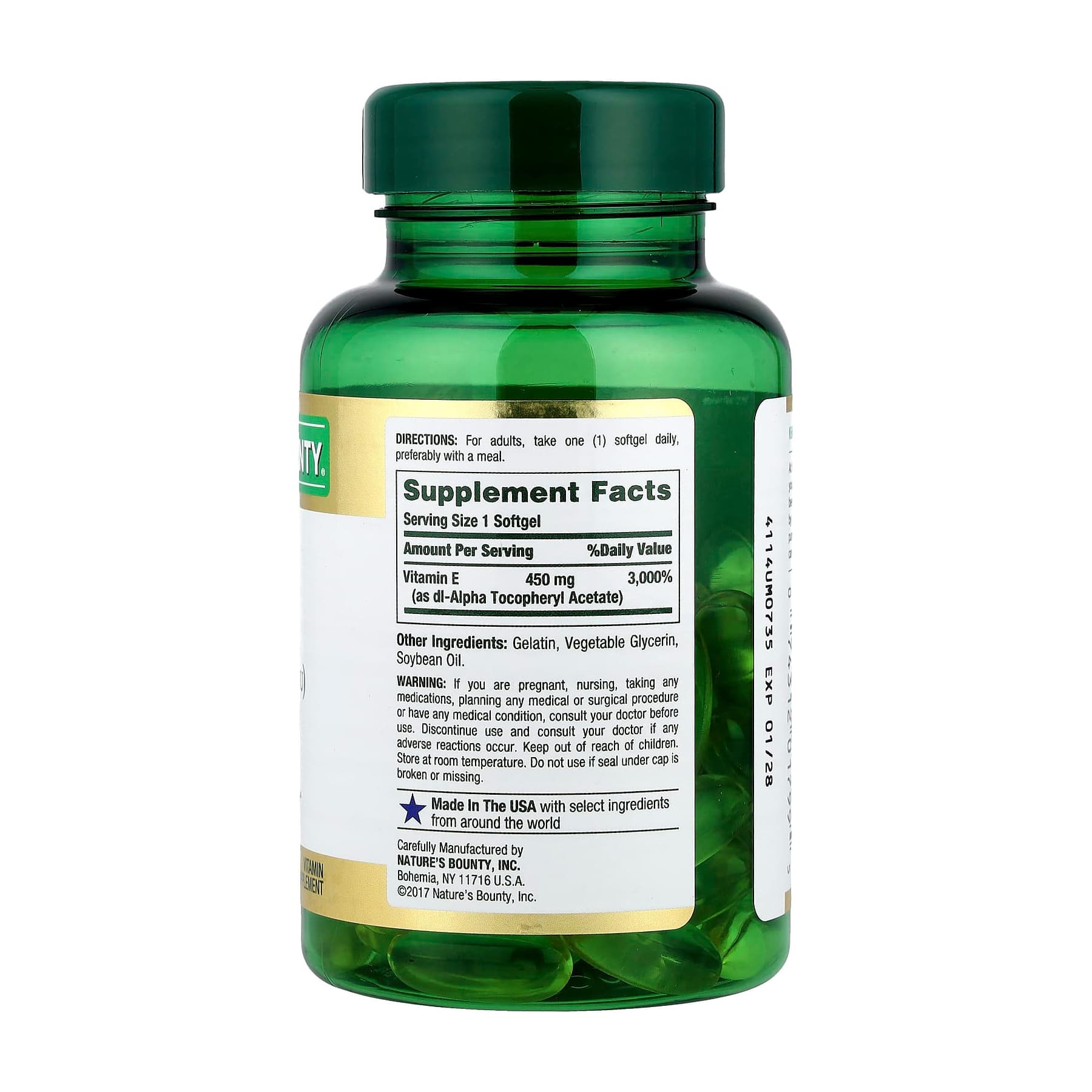 Nature's Bounty, Vitamin E, Pure Dl-Alpha, 450 mg - Bottle of 60 - Image 2
