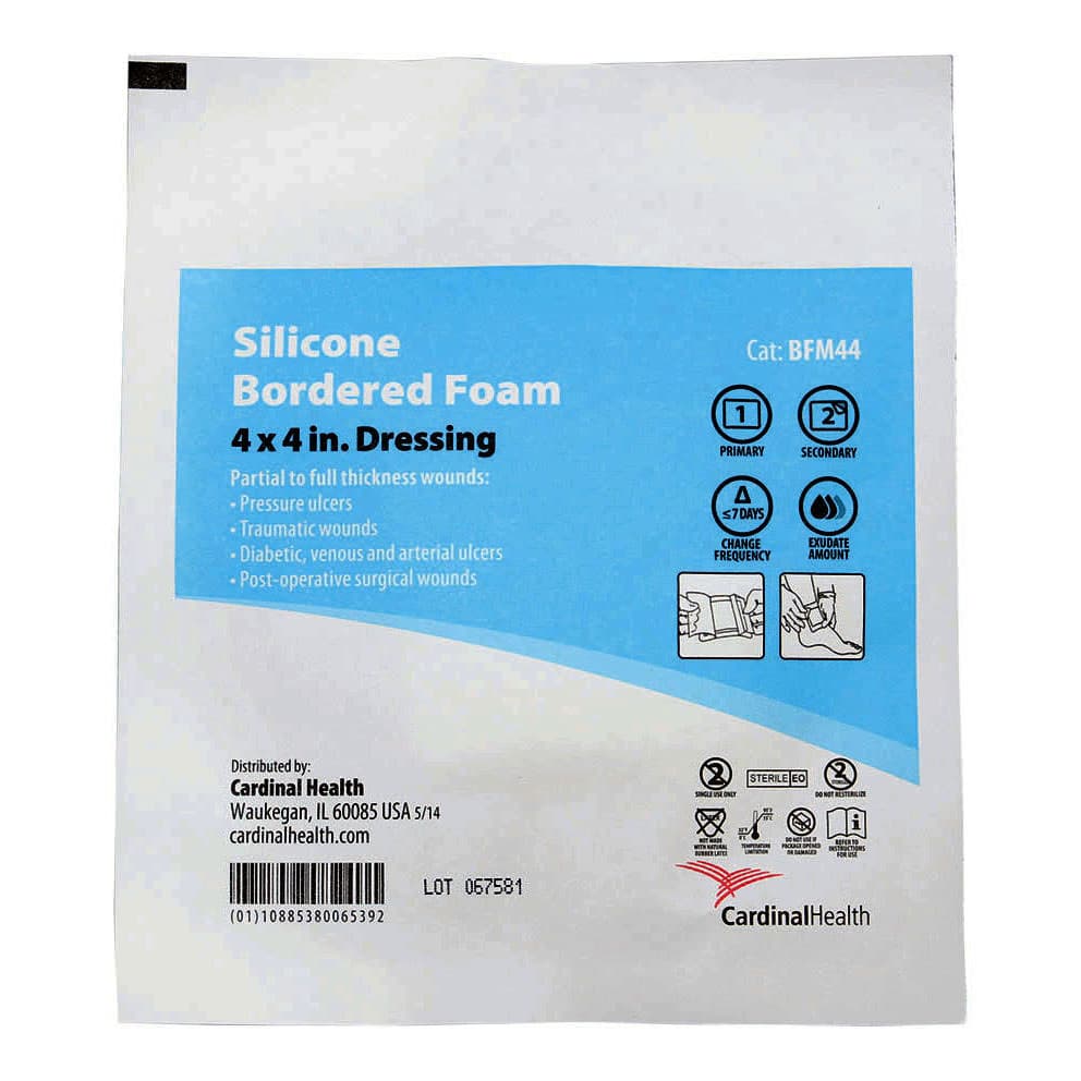 Cardinal Health Kendall Silicone Bordered 5-Layer Foam Dressing, 4" x 4" - Image 1
