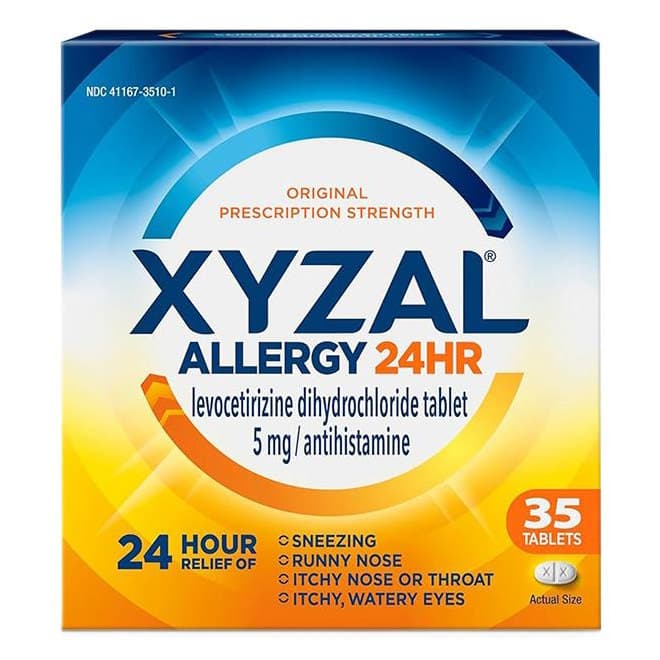 Xyzal Allergy 24HR Relief Medicine Tablets, 35 Count - Case of 24 - Image 1