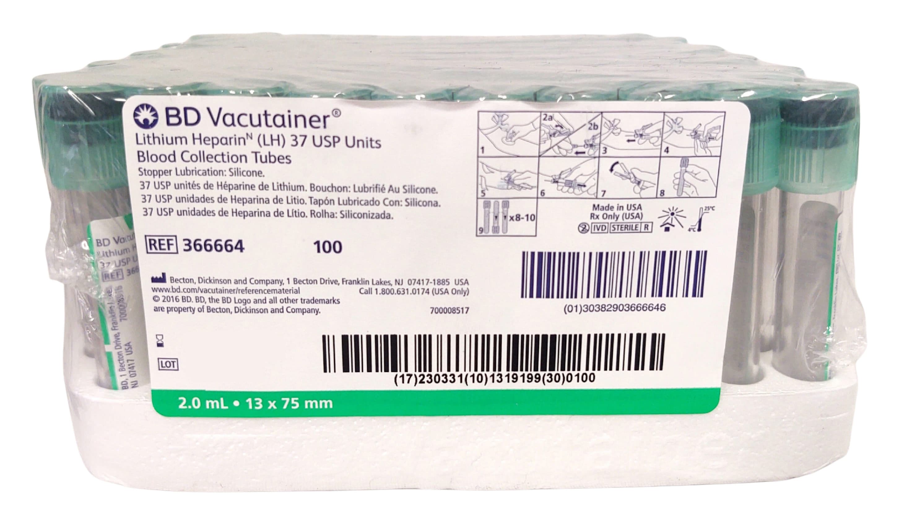 BD Vacutainer Lithium Heparin Tubes with Hemogard Closure