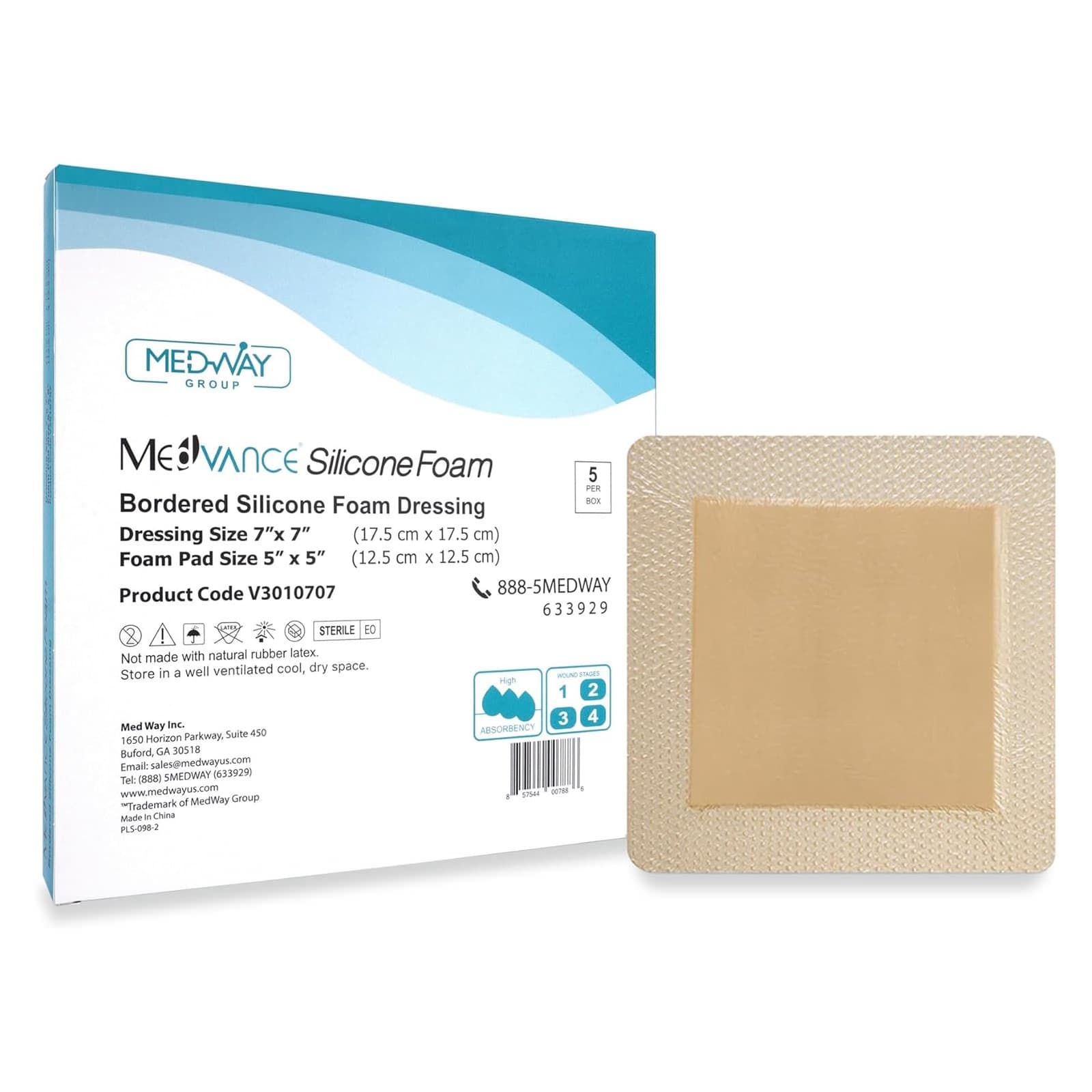 MedVance Sacral Bordered Silicone 7 x 7 Inch Foam Dressing, 5.1 x 5.4 Inch Pad - Box of 5 - Image 1