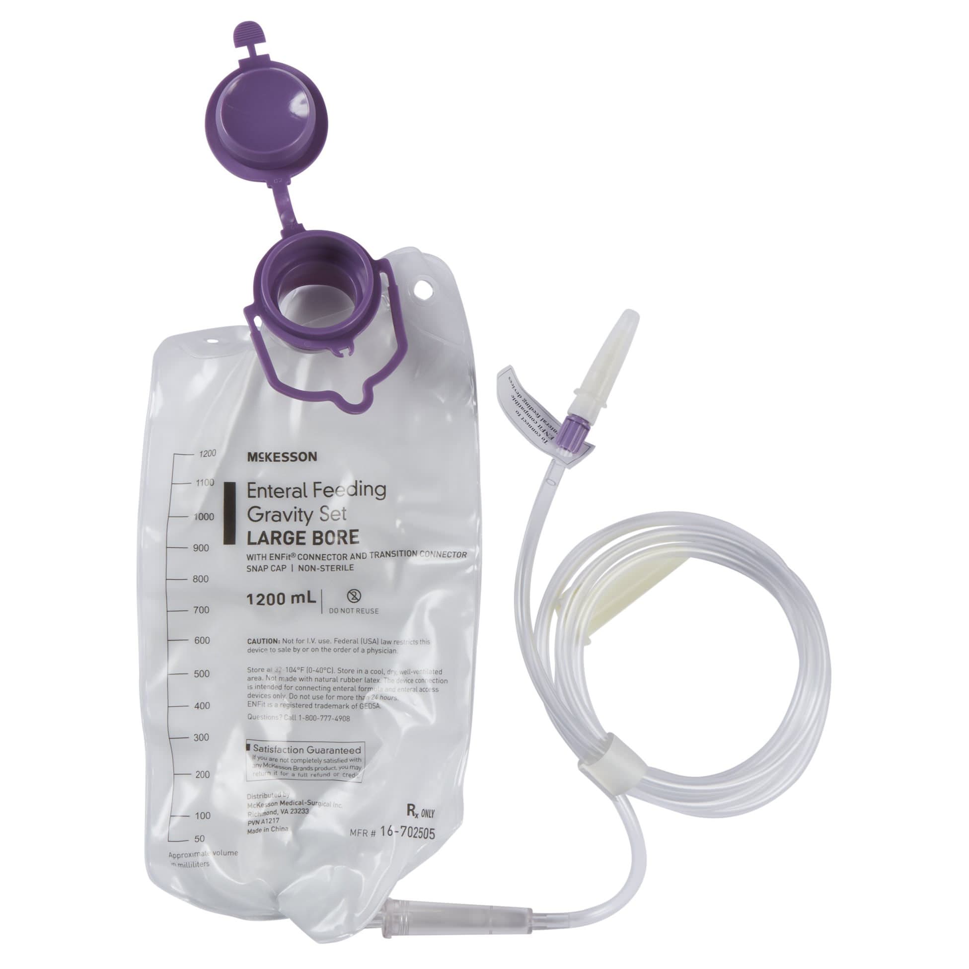 McKesson Gravity Feeding Bag Set with Enfit Connector, Large Bore - Each - Image 1