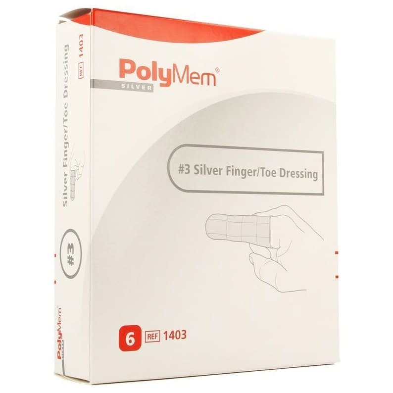 PolyMem Silver Finger and Toe Dressings, 2-3/5 to 3 Inch Circumference - Case of 30 - Image 1