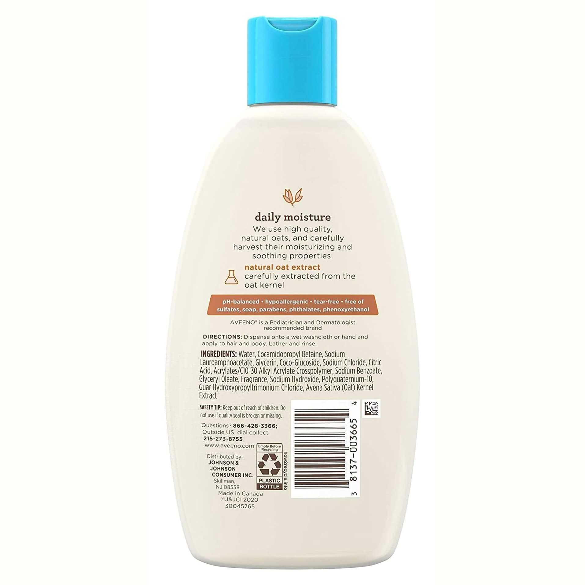 Aveeno Baby Daily Moisture Wash and Shampoo Bottle, 8 oz - Image 2