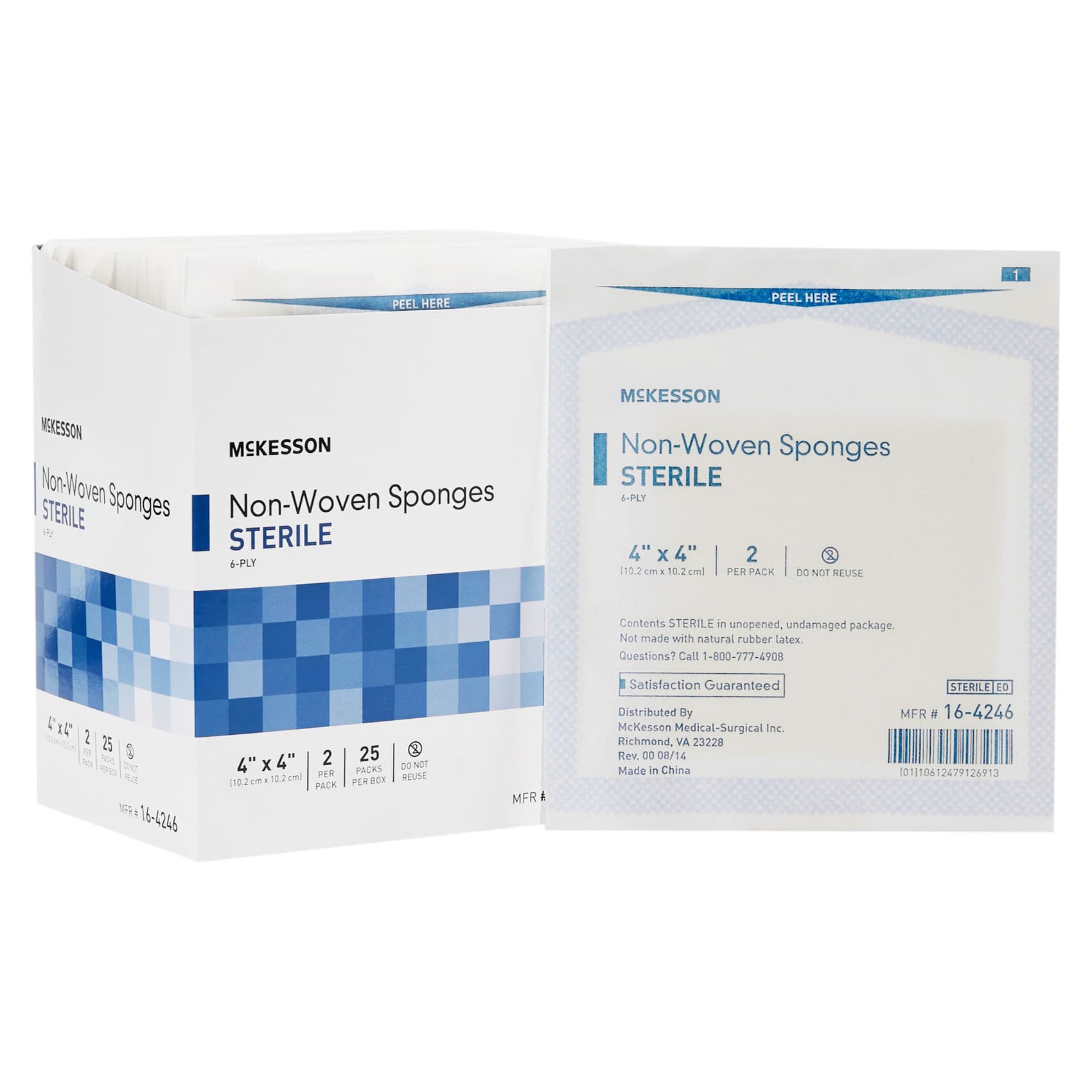 McKesson Polyester Nonwoven Sponge, 6-Ply, 4 x 4 Inch - Box of 25 - Image 1
