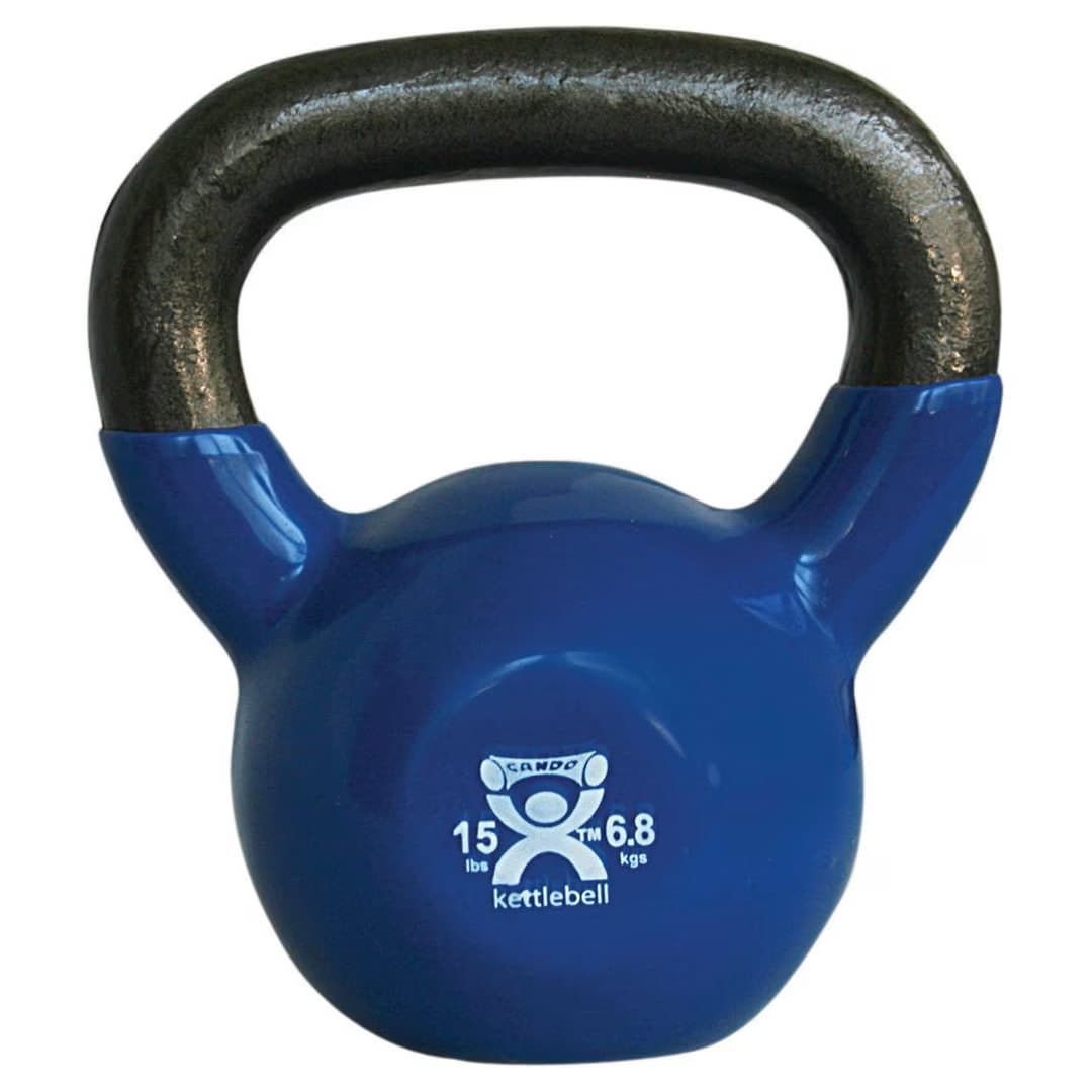 CanDo vinyl-coated kettlebell, Blue, 15 Lbs - Image 1