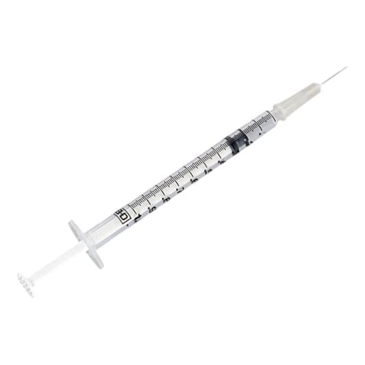 BD 1 mL Tuberculin Syringe with Detachable Needle, Slip Tip, 27 Gauge, 1/2 Inch - Box of 100 - Image 1