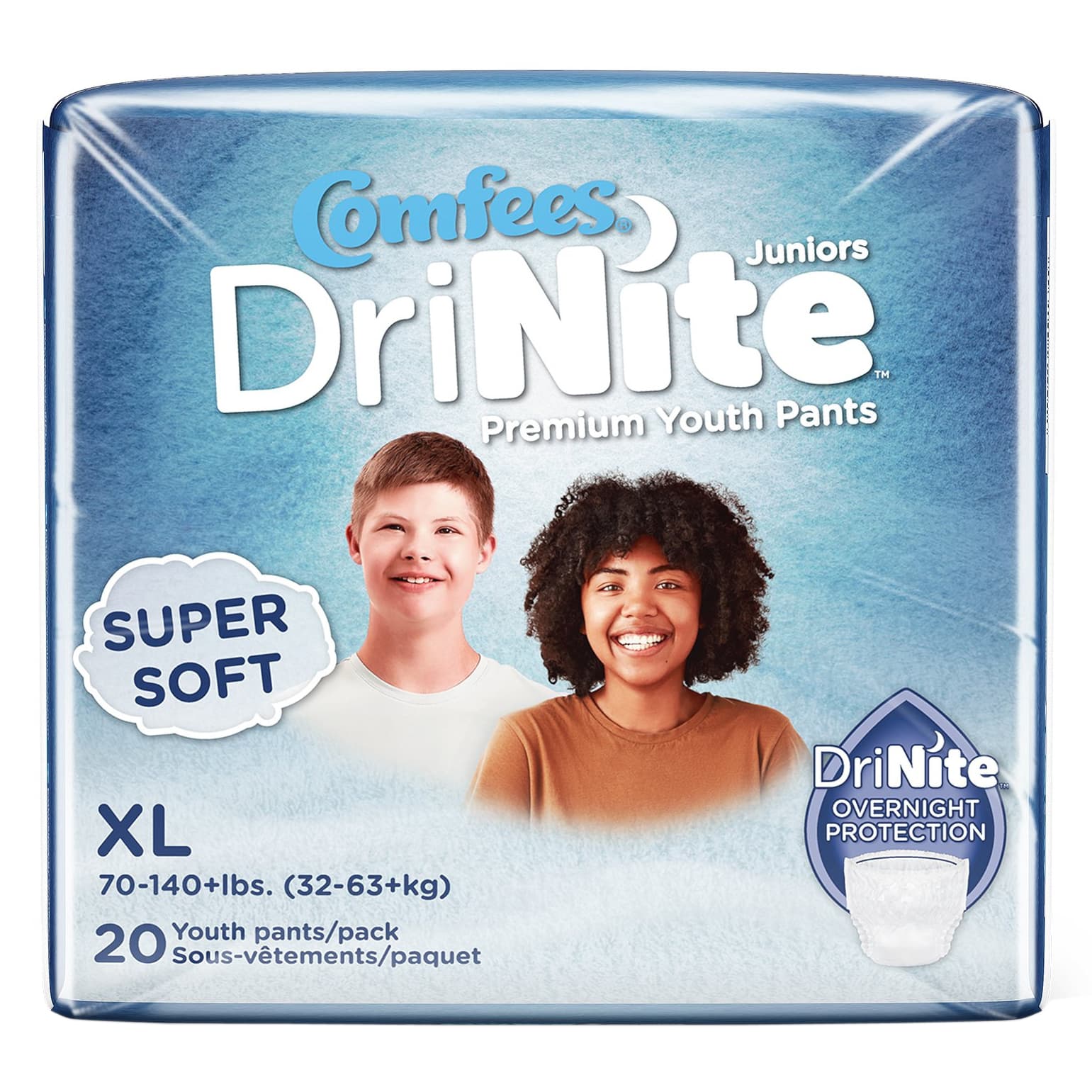 Comfees DriNite Juniors Premium Youth Pants, Extra Large - Bag of 20 - Image 1