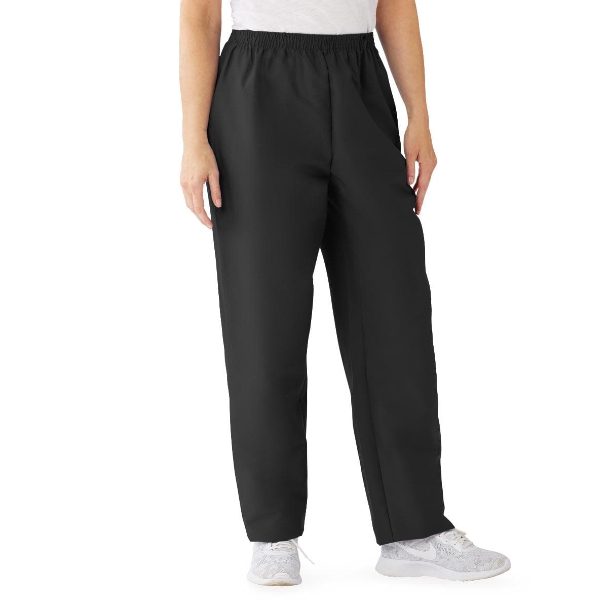 Medline Comfortease Women's Elastic Waist Scrub Pant, Black, Large - Image 1