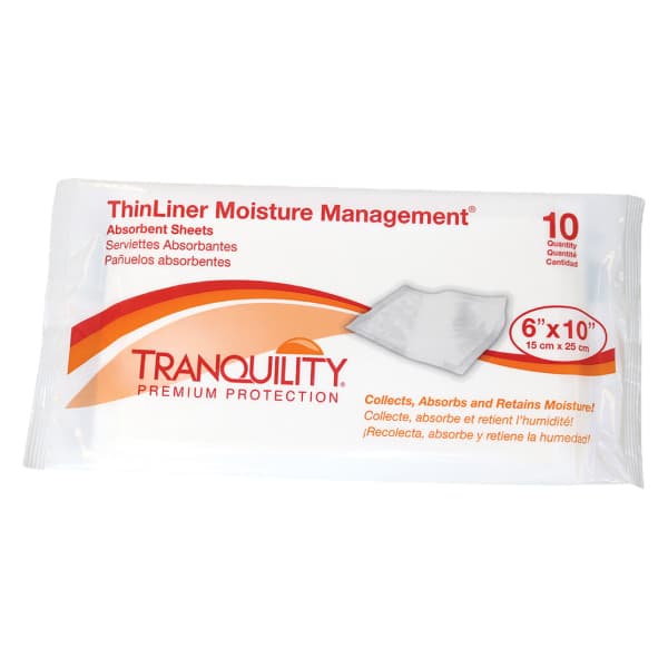 Tranquility ThinLiner Moisture Management Absorbent Sheets, 6" x 14" - Package of 10 - Image 1