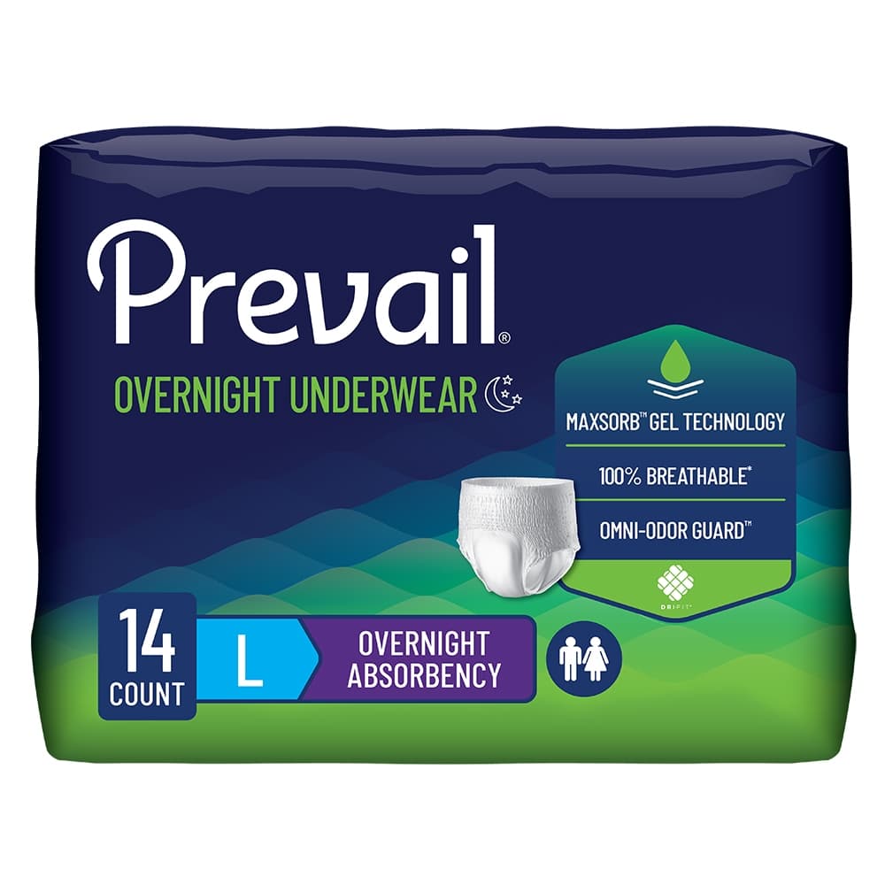 Prevail Overnight Heavy Absorbent Adult Underwear, Large - Package of 14 - Image 1