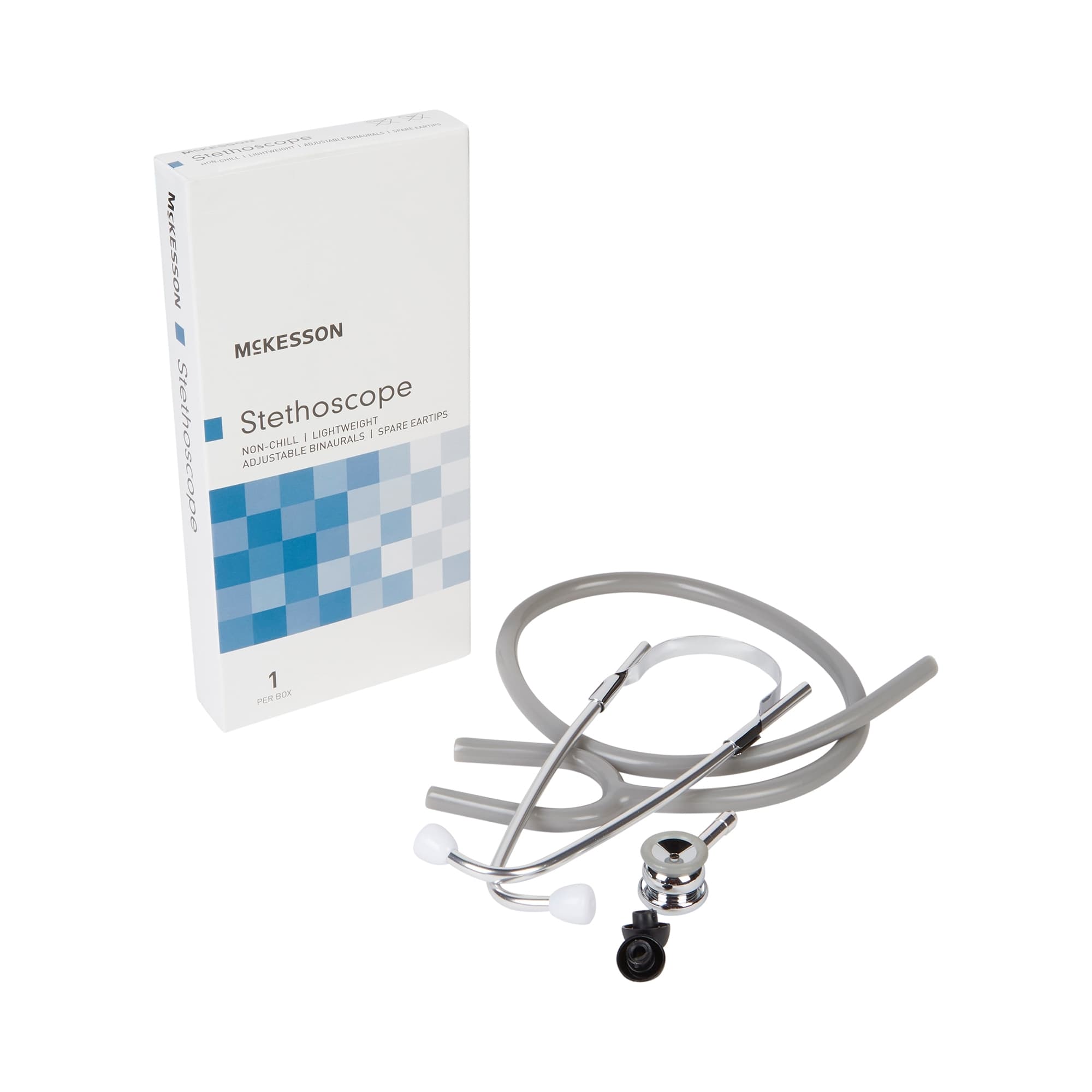 McKesson Classic Stethoscope Double-Sided Chestpiece 1-Tube Single Lumen Infant, Gray - Case of 50 - Image 1