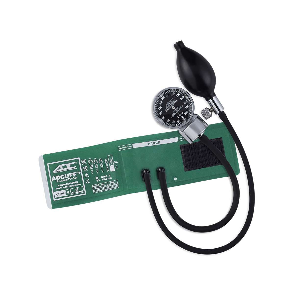 ADC Diagnostix Pocket Aneroid Sphyg with Adcuff+, Child, Green - Image 1