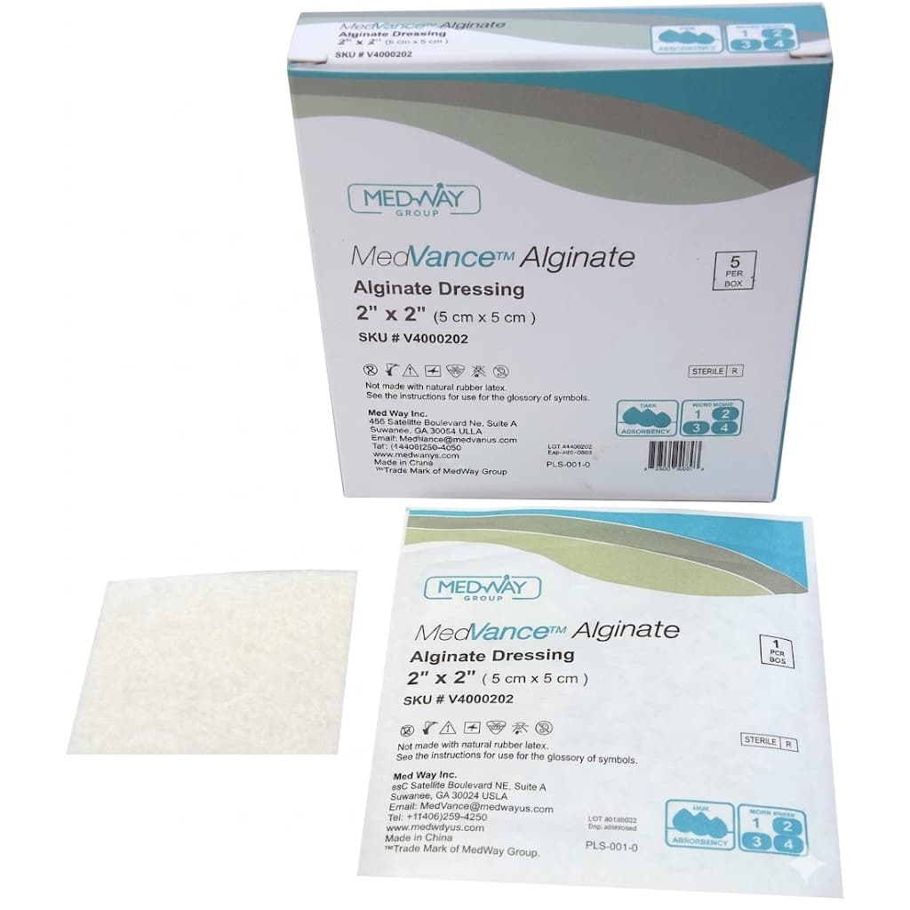 MedVance Calcium Alginate Dressing, 2 x 2 Inch - Box of 5 - Image 1