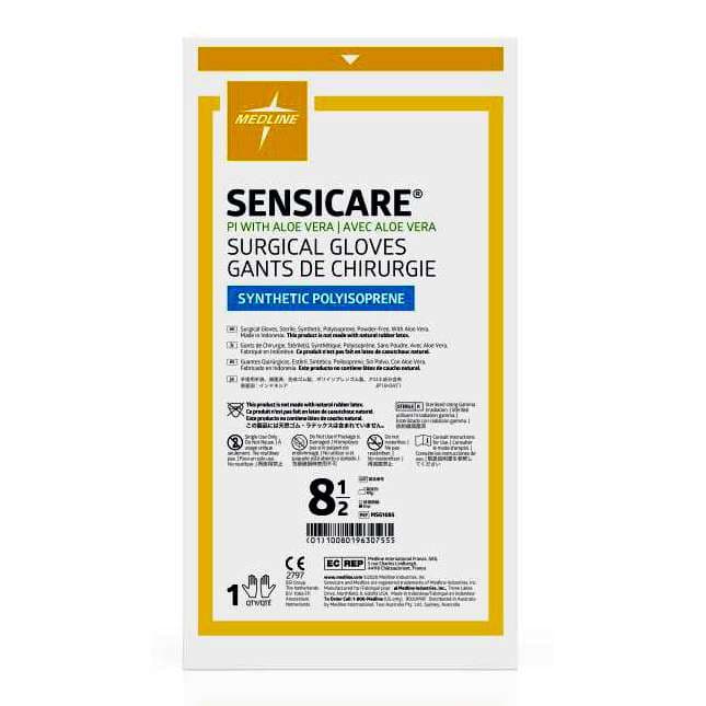Sensicare Pi with Aloe Surgical Gloves, Size 8.5 - Box of 25 - Image 1