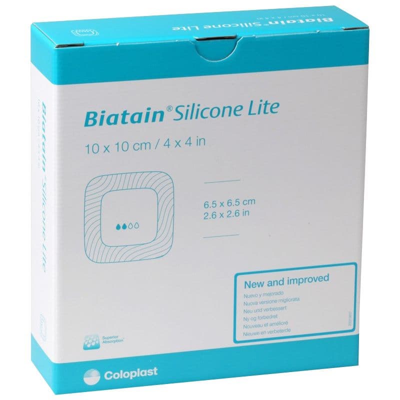 Biatain Silicone Lite Foam Dressing, 4 x 4 Inch - Box of 10 - Image 1