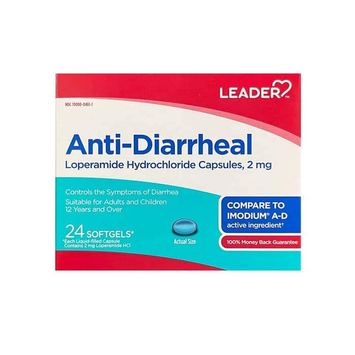 Leader Anti-Diarrheal Loperamide Hydrochloride Caplets, 2mg, 24 Count