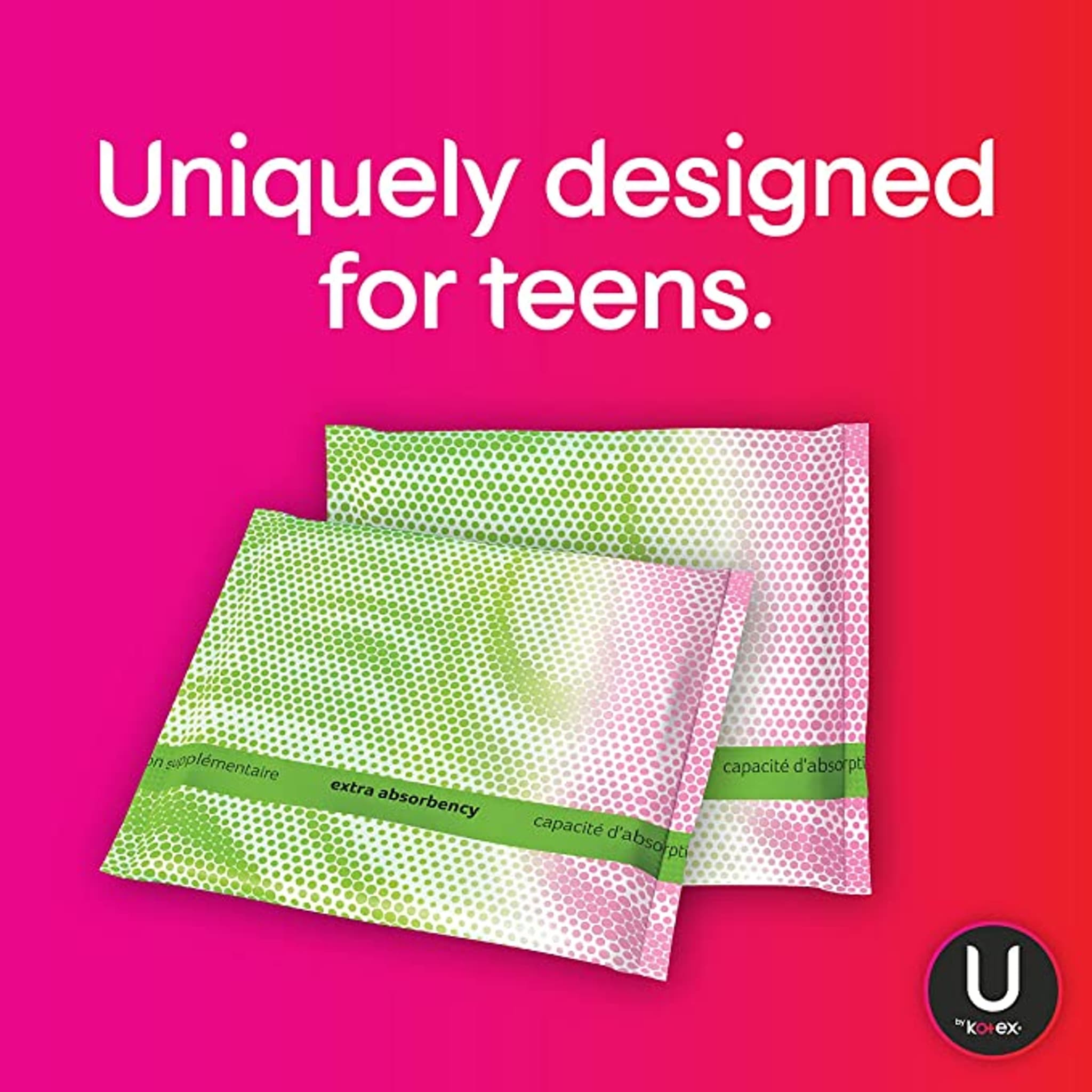 U by Kotex Teen Ultra Thin Pads with Wings, Heavy Absorbency - Image 6