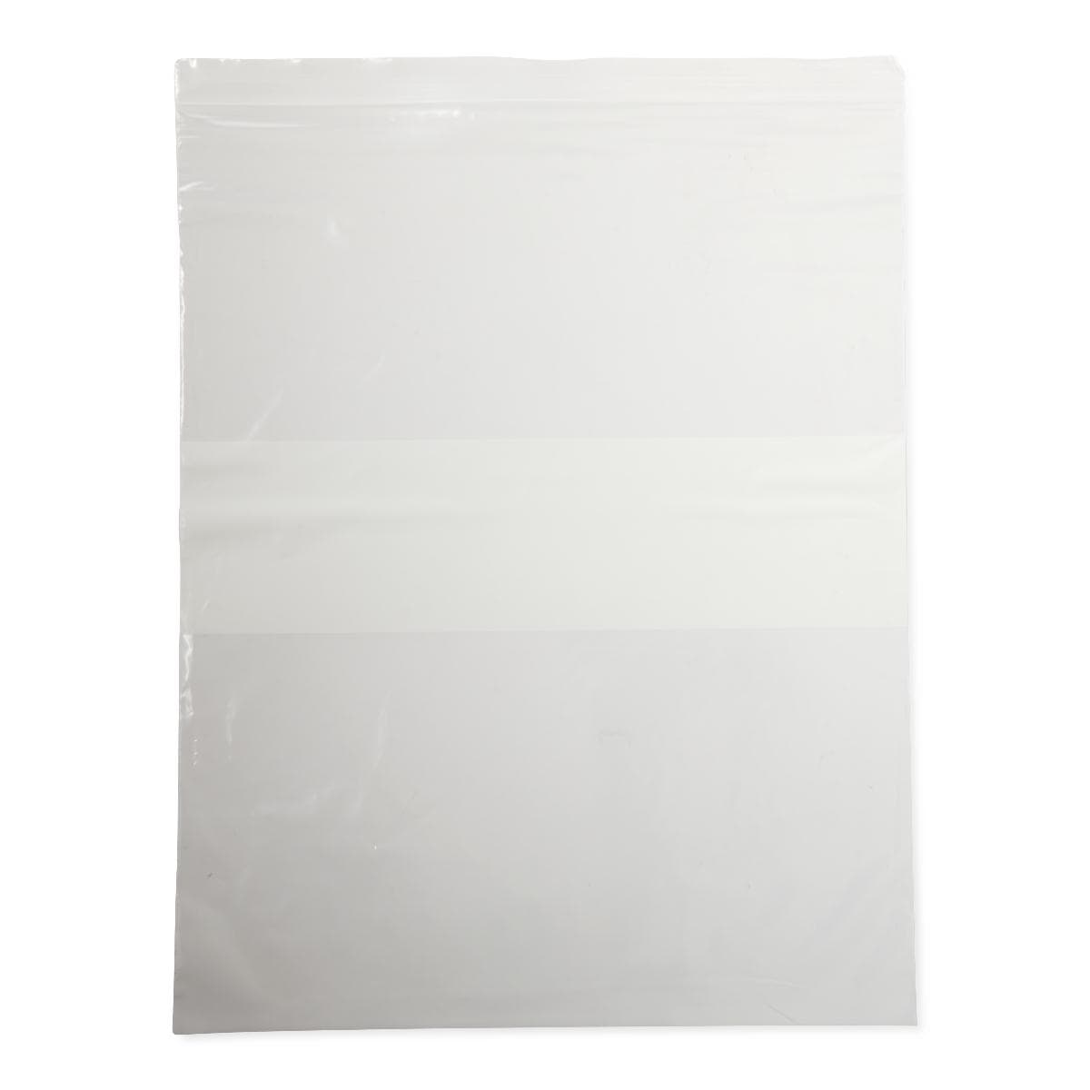 Medline Plastic Bags with Zip Closure and White Write-On Block, 2 mil, 12" x 15" - Image 1