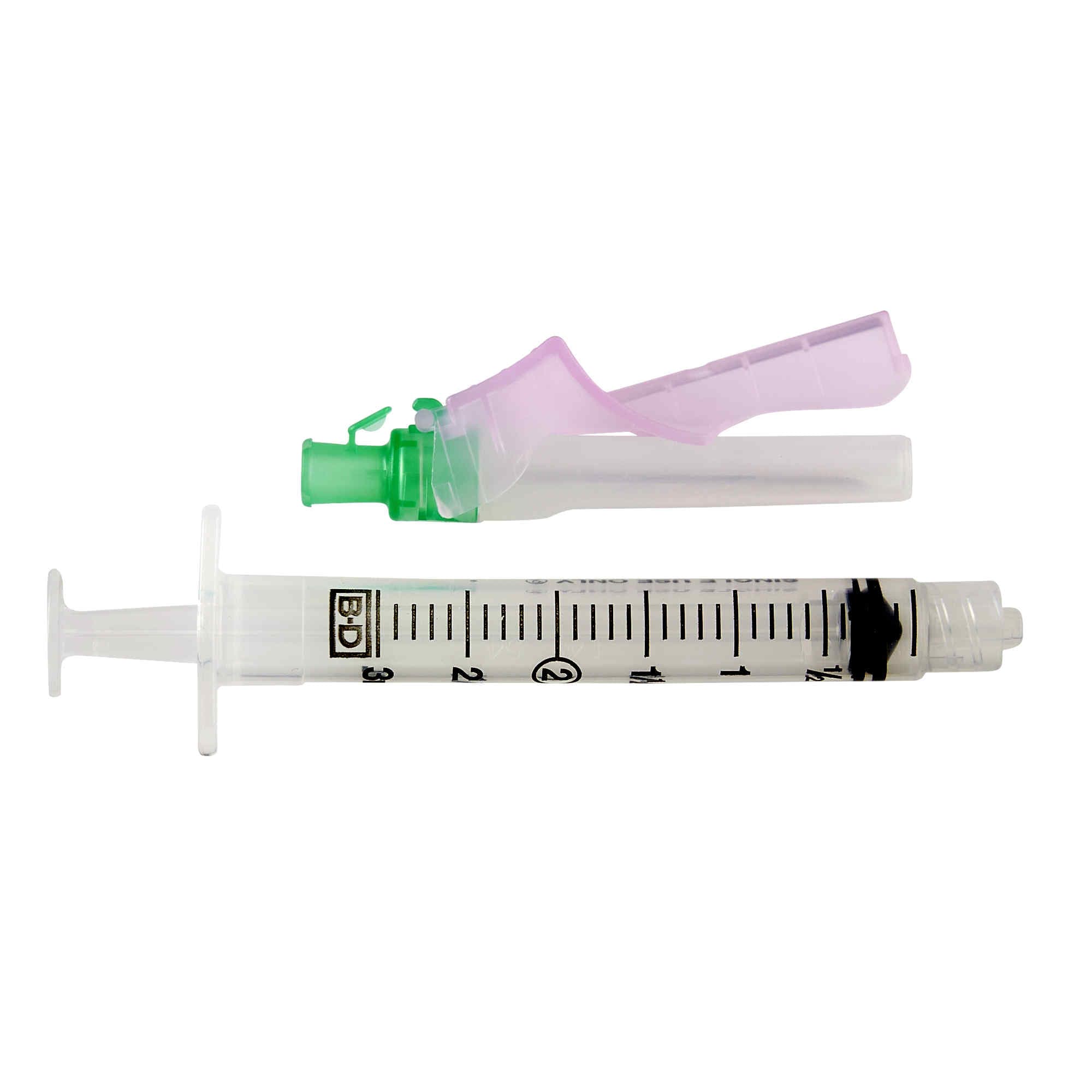 BD Eclipse Safety Hypodermic Syringe with Needle, Luer Lock Tip, 3 mL, 21 Gauge, 1-1/2 Inch - Case of 300 - Image 1