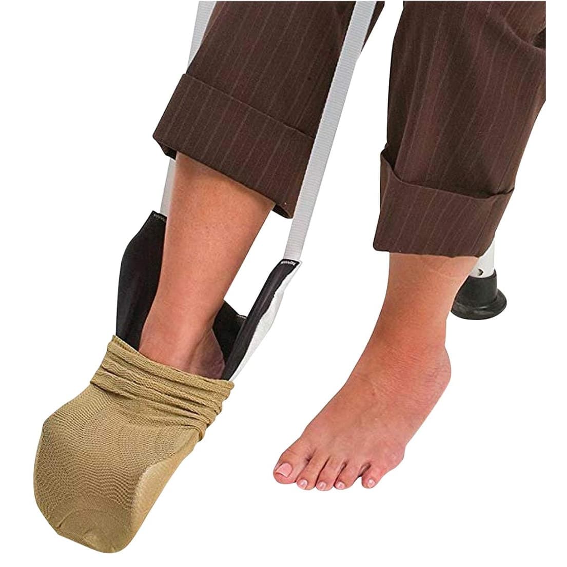 DMI Deluxe Sock Aid with 29" L Straps, White - Each