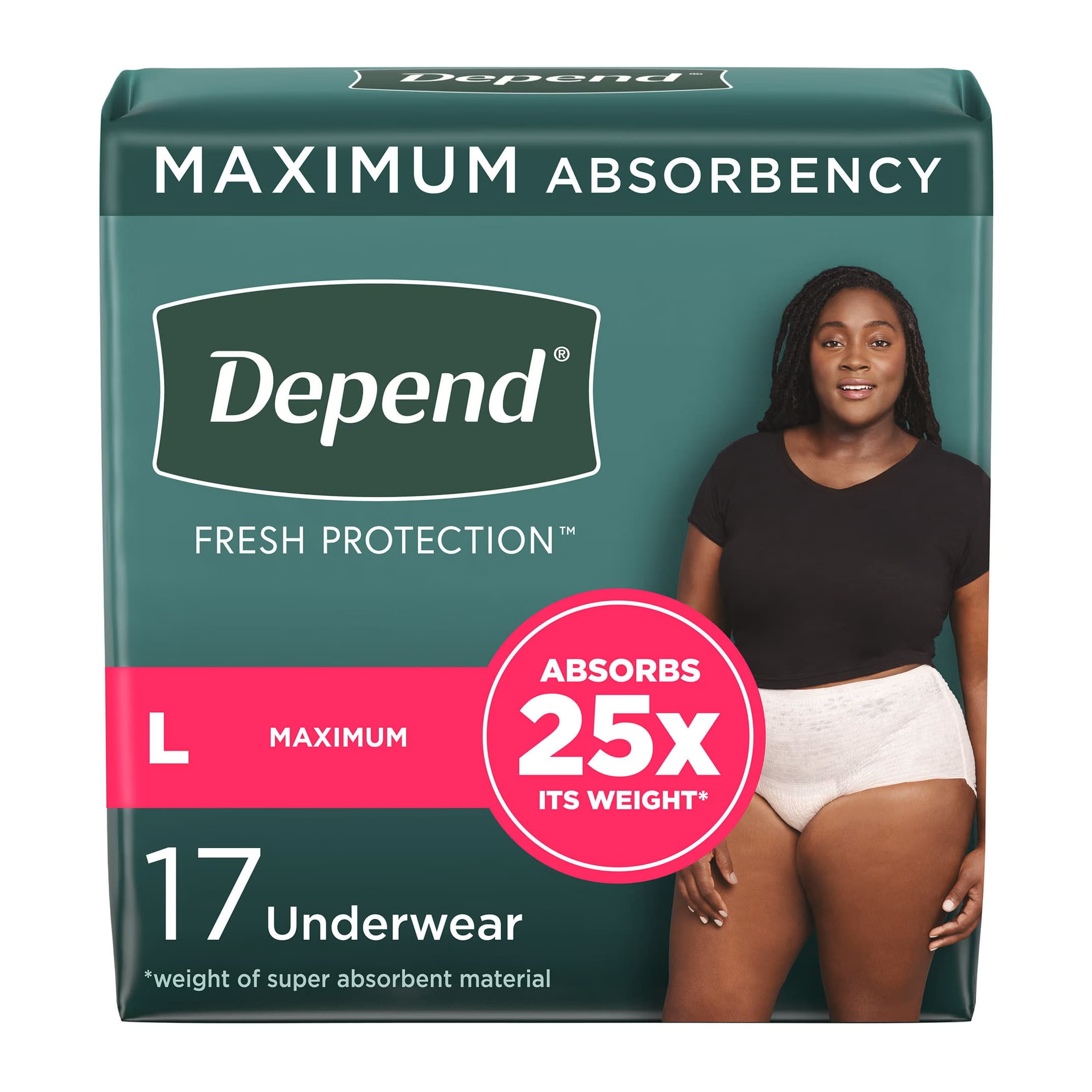Depend Fresh Protection Underwear For Women, Large - Bag of 17 - Image 1